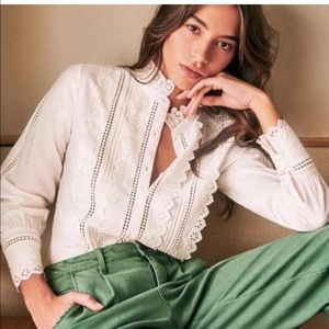 Sezane Ruffle Blouse - size 4 - Agalia Shirt